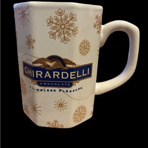 Ardell White & Gold Snowflake Ghirardelli Ceramic Mug